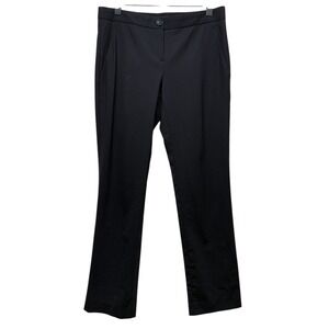 Theory Pants Sz 2 Black Wool Blend Office Career Minimalist Straight Leg Trouser